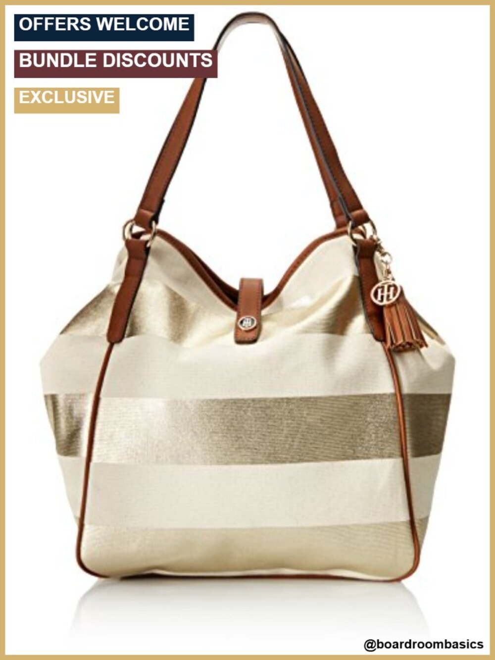 Canvas Tote Bag with Fringe Tassel Magnetic Closure Shoulder Handbag